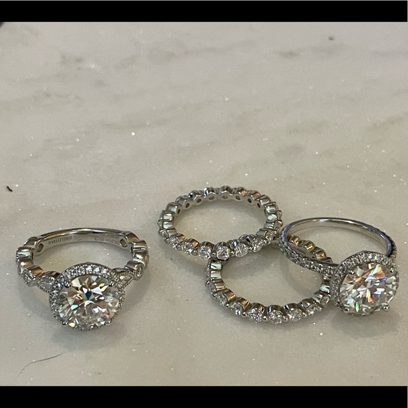 3ct with Halo & Art Deco band moissanite ring - Picture 8 of 12